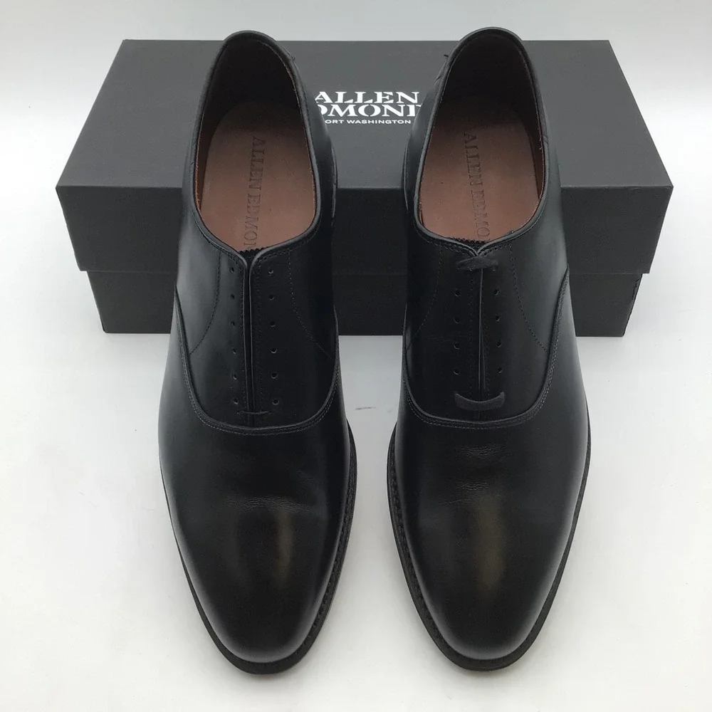 Allen Edmonds Carlyle Size 11 D Black Leather Plain Toe Oxford Dress Shoes NEW